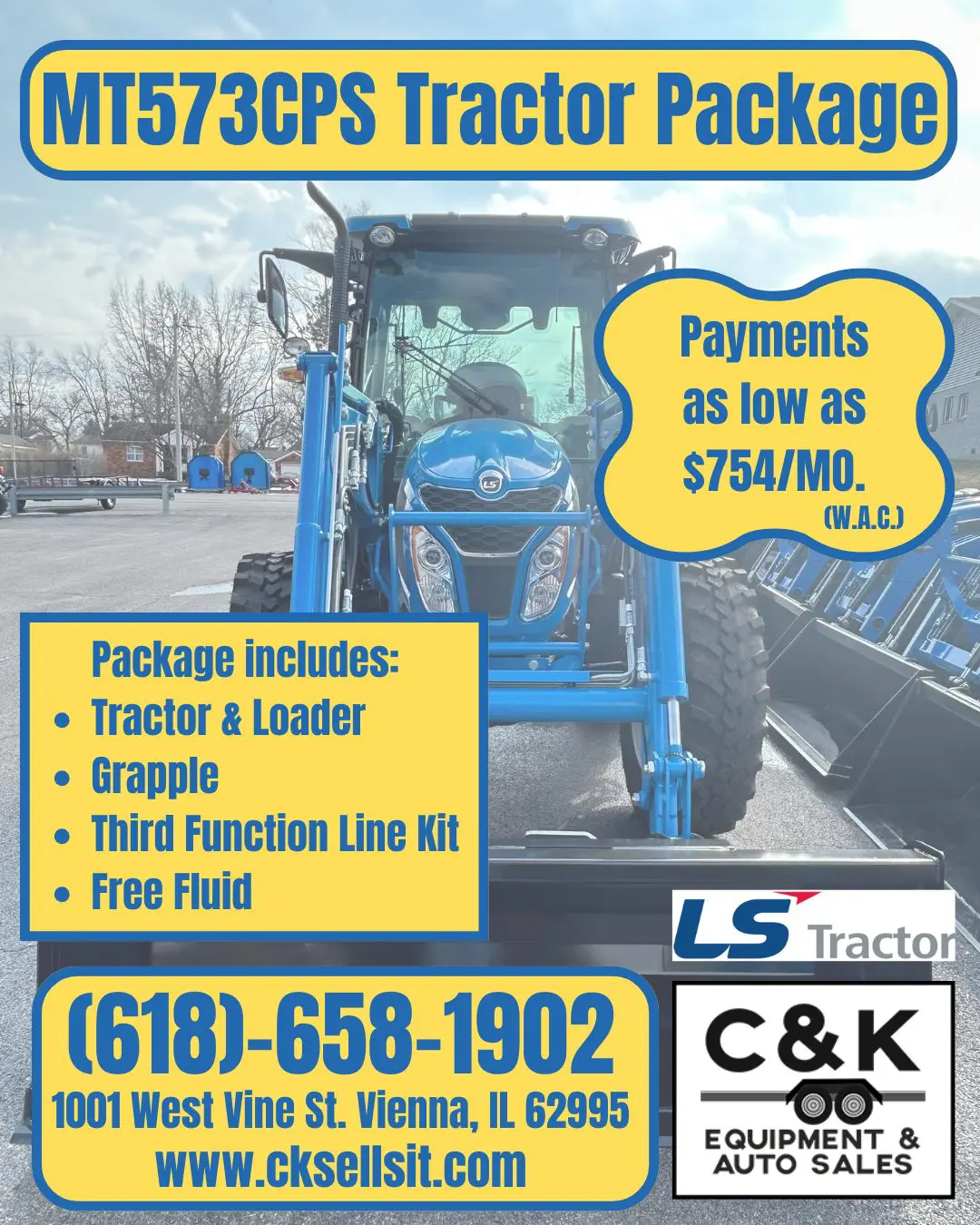 LS MT573CPS TRACTOR PACKAGE